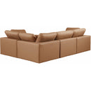 Meridian Comfy Cognac Vegan Leather Modular Sectional IMAGE 3