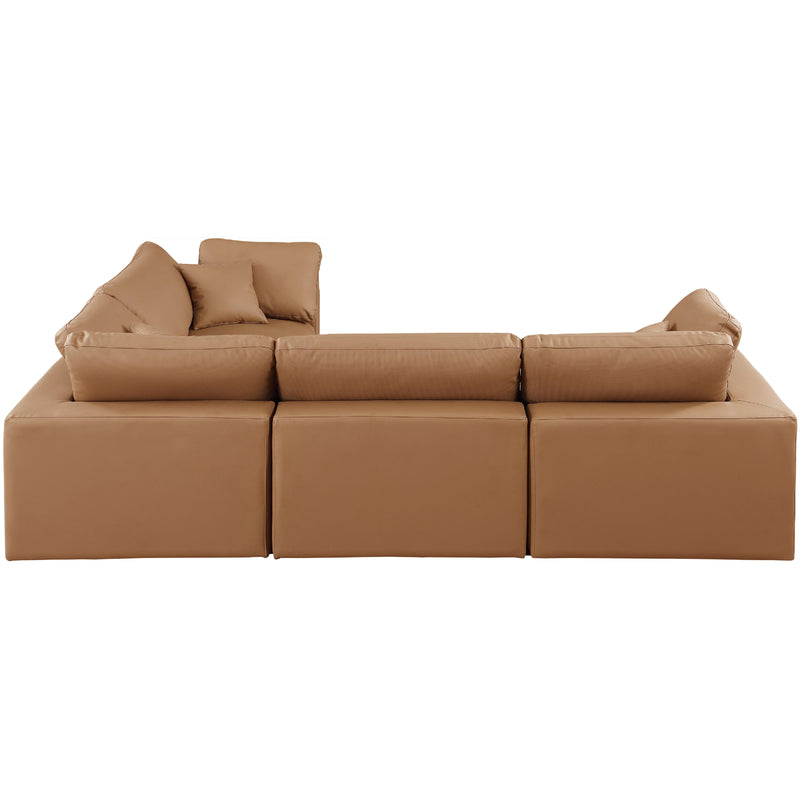 Meridian Comfy Cognac Vegan Leather Modular Sectional IMAGE 5