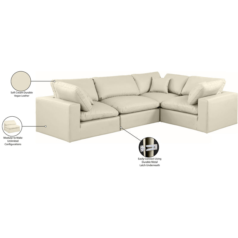 Meridian Comfy Cream Vegan Leather Modular Sectional IMAGE 10