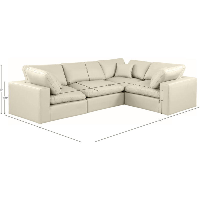 Meridian Comfy Cream Vegan Leather Modular Sectional IMAGE 11