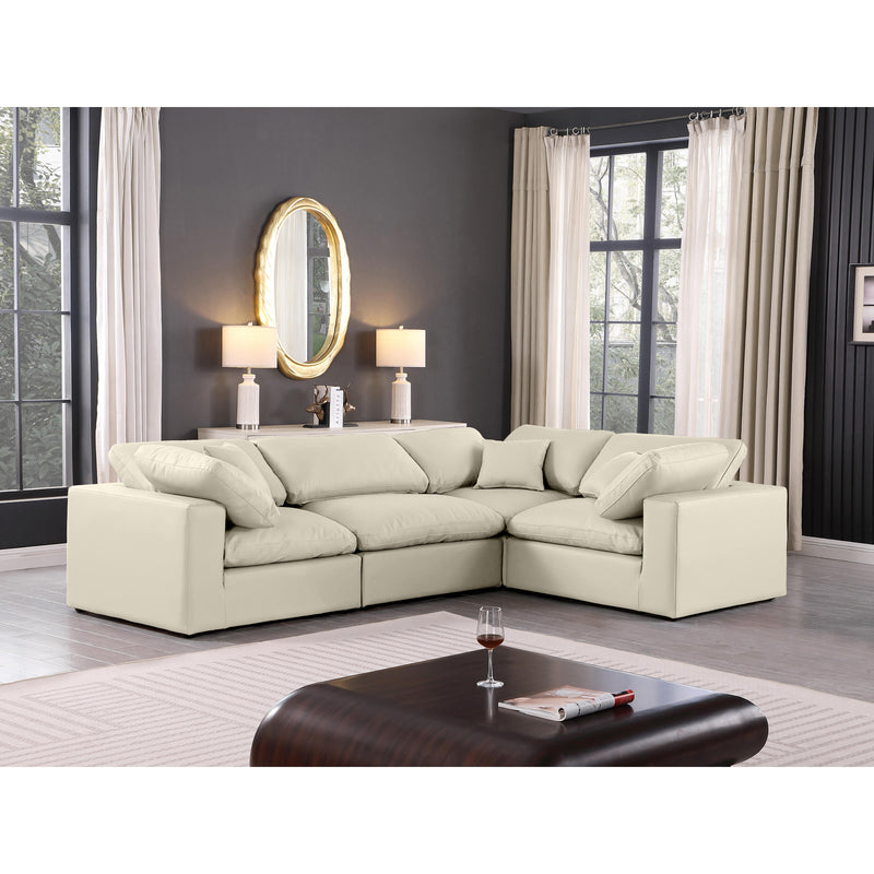 Meridian Comfy Cream Vegan Leather Modular Sectional IMAGE 2