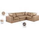 Meridian Comfy Tan Vegan Leather Modular Sectional IMAGE 10