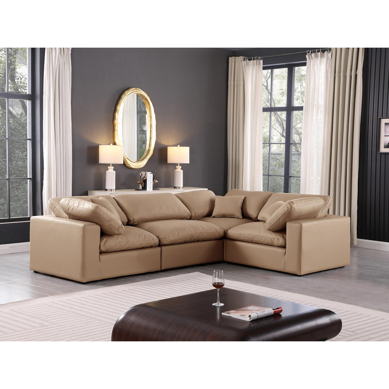 Meridian Comfy Tan Vegan Leather Modular Sectional IMAGE 2
