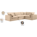 Meridian Comfy Beige Velvet Modular Sectional IMAGE 10