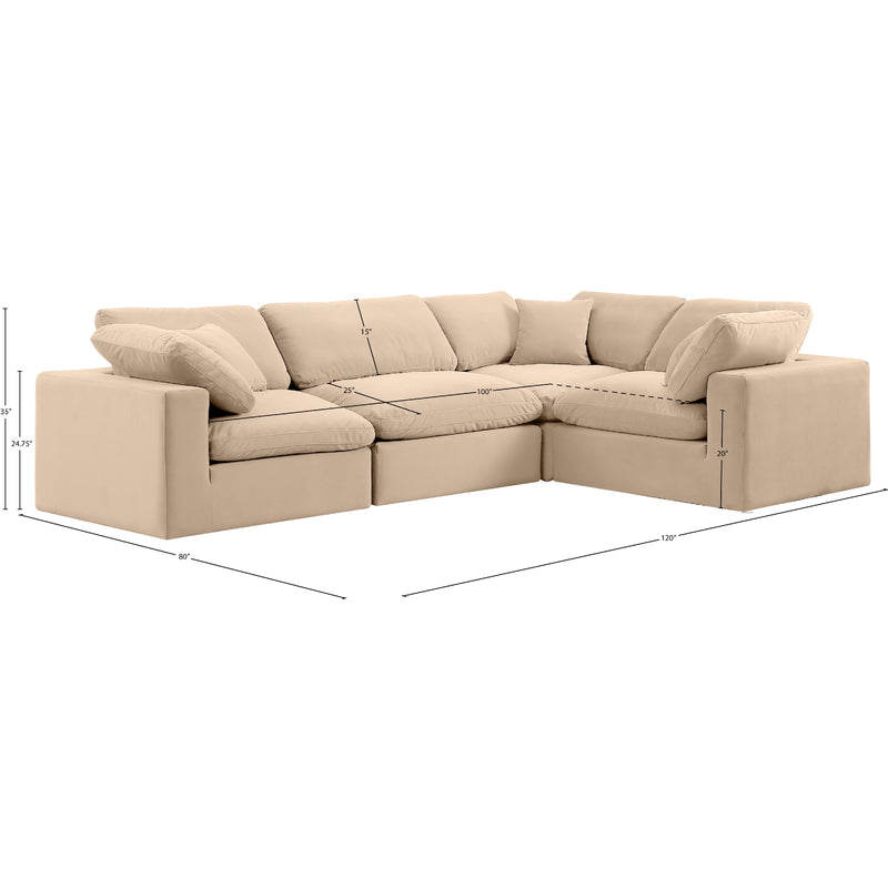 Meridian Comfy Beige Velvet Modular Sectional IMAGE 11