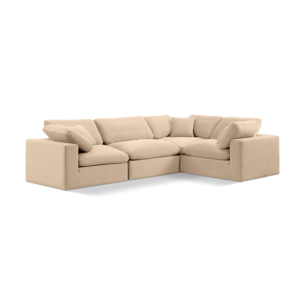 Meridian Comfy Beige Velvet Modular Sectional IMAGE 1