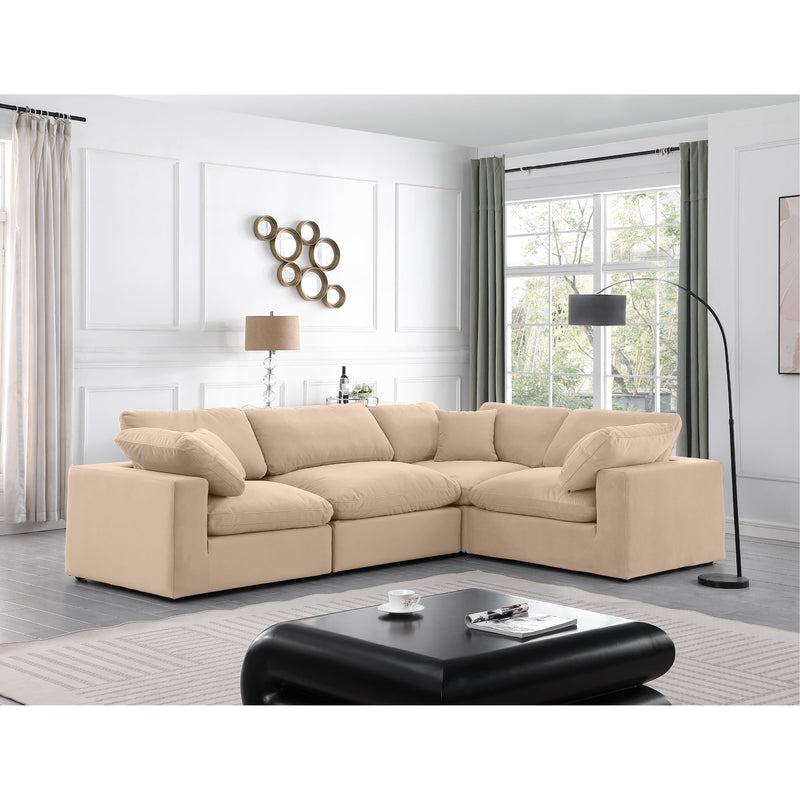 Meridian Comfy Beige Velvet Modular Sectional IMAGE 2