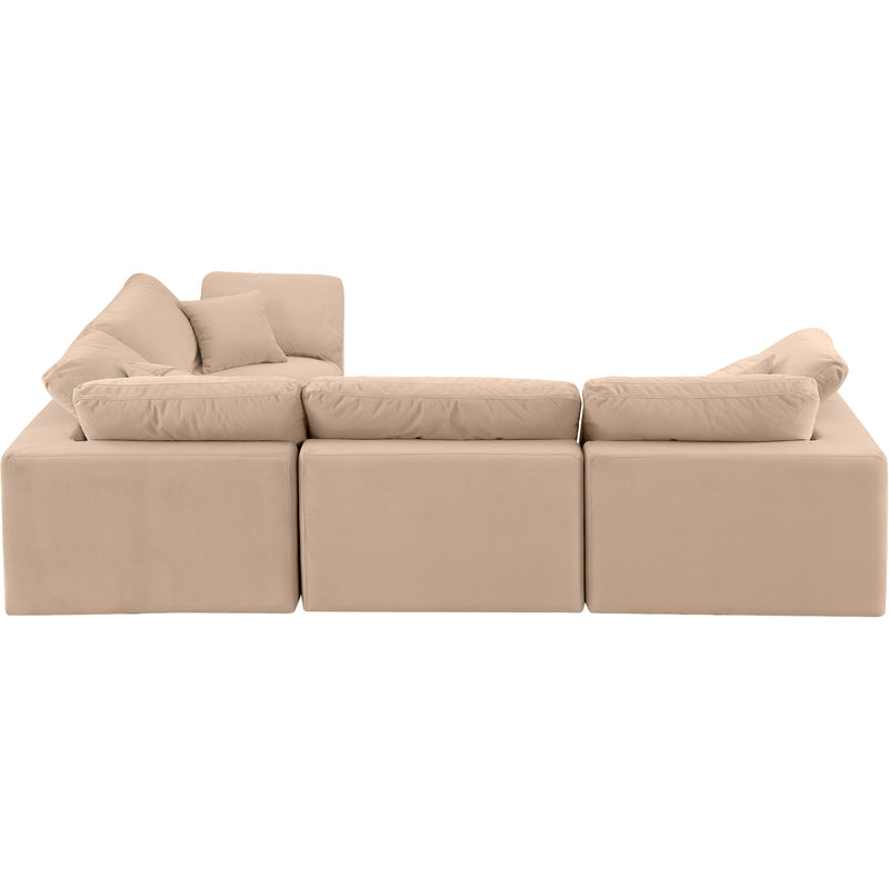 Meridian Comfy Beige Velvet Modular Sectional IMAGE 4