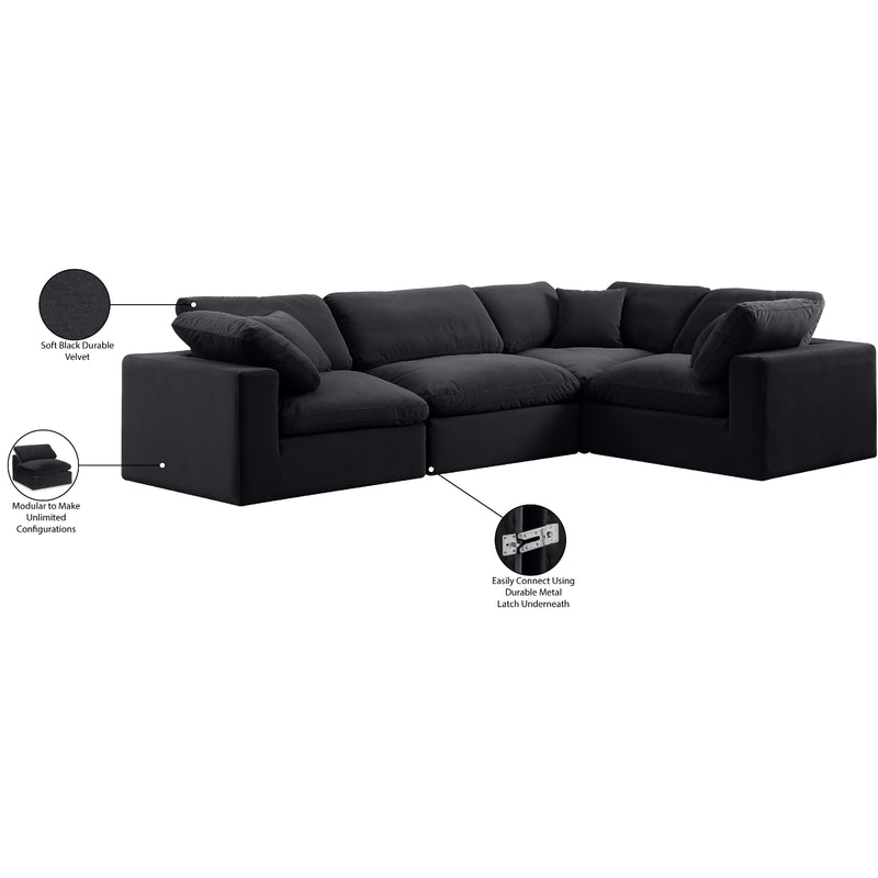 Meridian Comfy Black Velvet Modular Sectional IMAGE 10