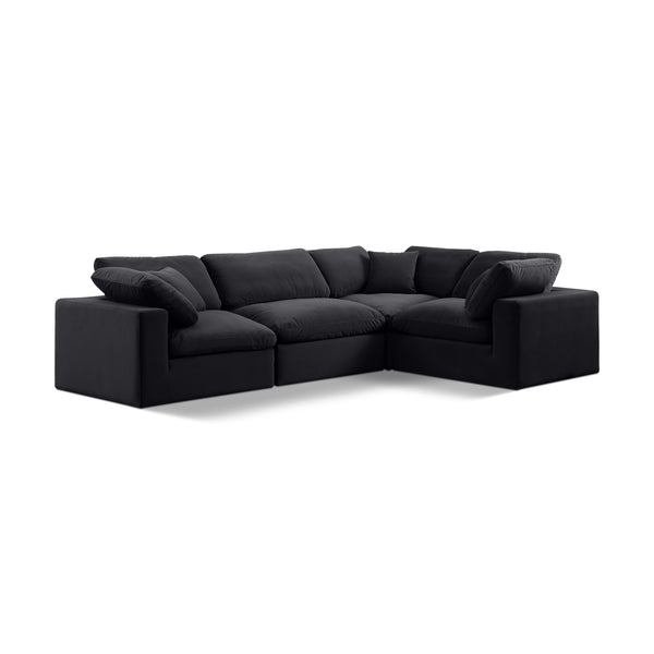Meridian Comfy Black Velvet Modular Sectional IMAGE 1