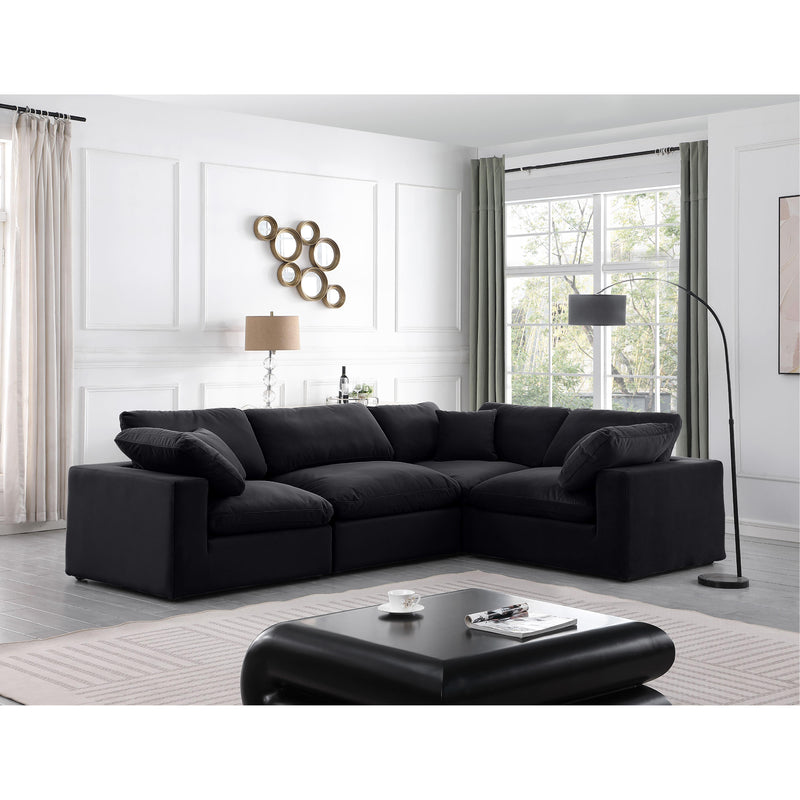 Meridian Comfy Black Velvet Modular Sectional IMAGE 2