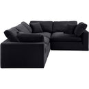 Meridian Comfy Black Velvet Modular Sectional IMAGE 5