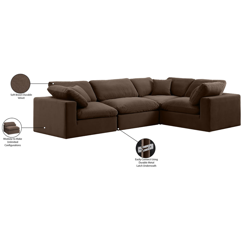 Meridian Comfy Brown Velvet Modular Sectional IMAGE 10