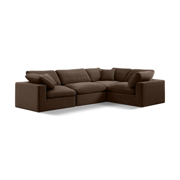 Meridian Comfy Brown Velvet Modular Sectional IMAGE 1