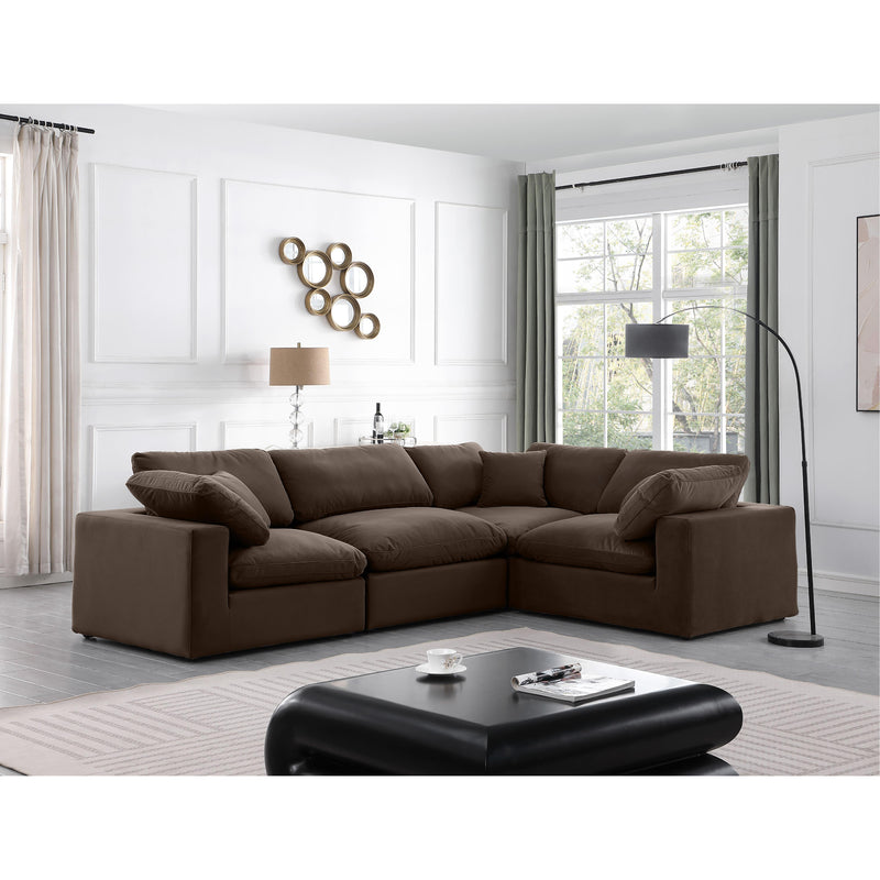 Meridian Comfy Brown Velvet Modular Sectional IMAGE 2