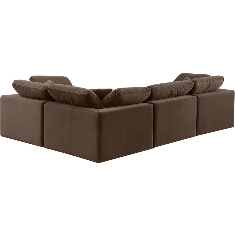 Meridian Comfy Brown Velvet Modular Sectional IMAGE 3