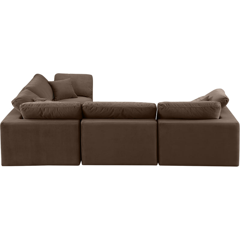Meridian Comfy Brown Velvet Modular Sectional IMAGE 4