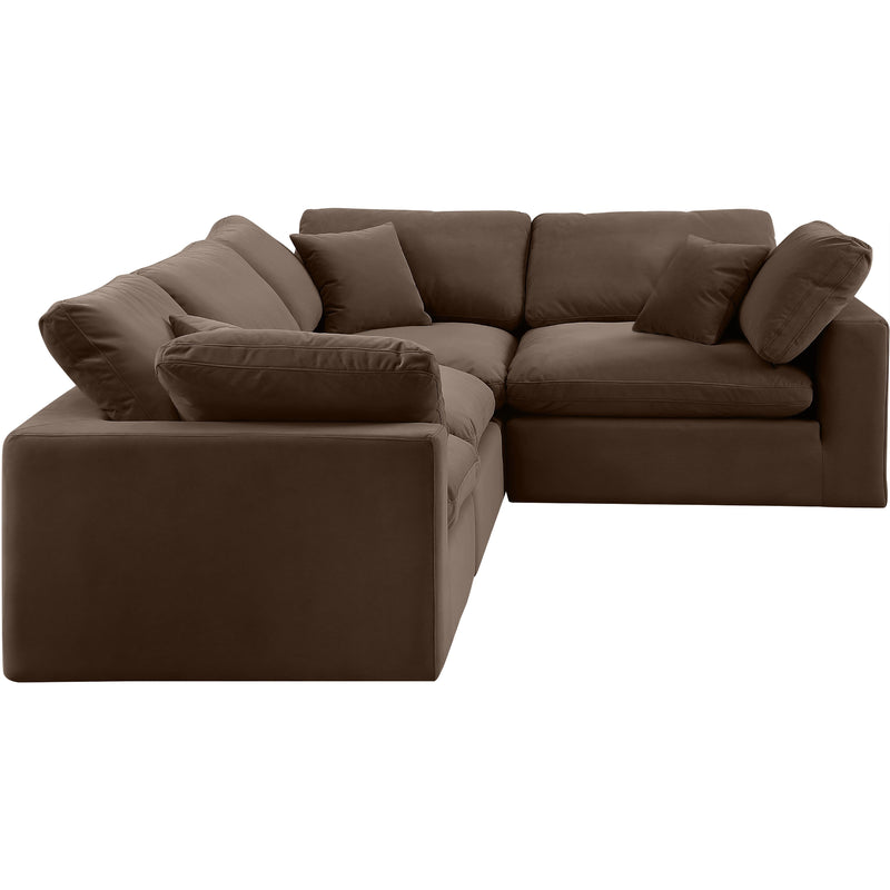 Meridian Comfy Brown Velvet Modular Sectional IMAGE 5