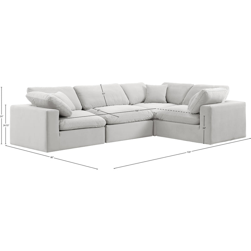 Meridian Comfy Cream Velvet Modular Sectional IMAGE 11