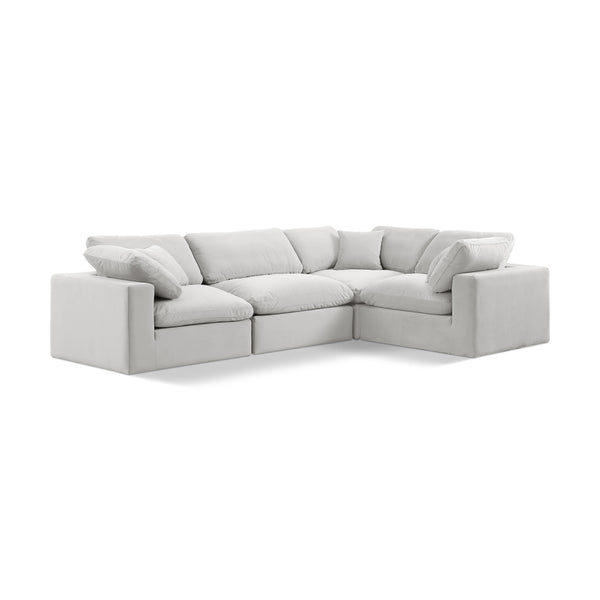 Meridian Comfy Cream Velvet Modular Sectional IMAGE 1