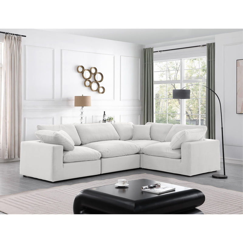 Meridian Comfy Cream Velvet Modular Sectional IMAGE 2