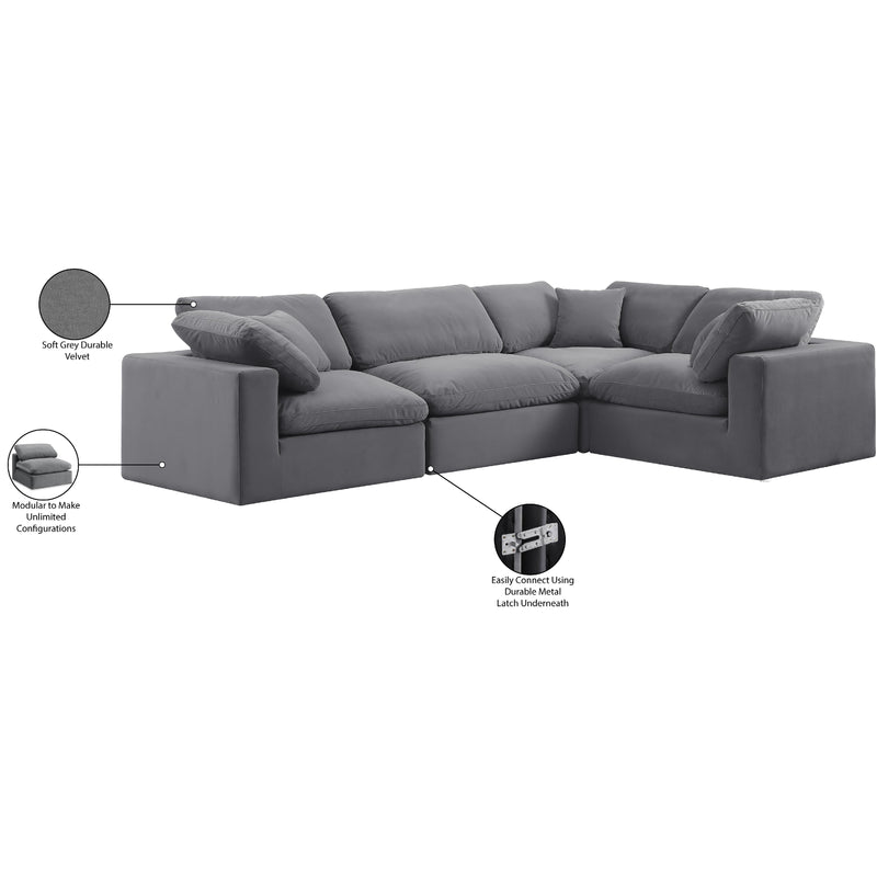 Meridian Comfy Grey Velvet Modular Sectional IMAGE 10