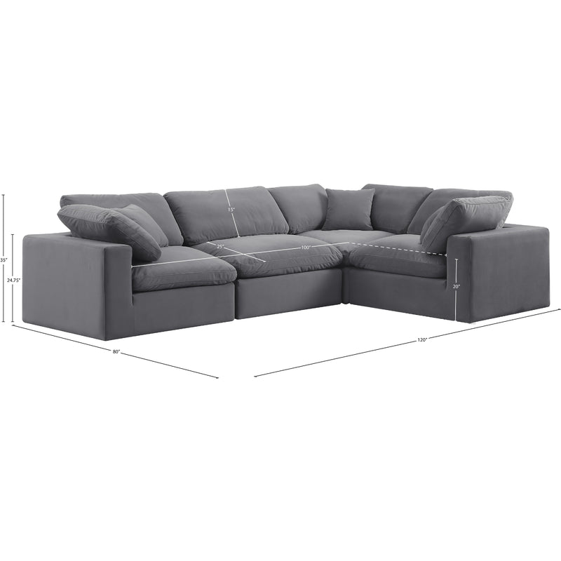 Meridian Comfy Grey Velvet Modular Sectional IMAGE 11