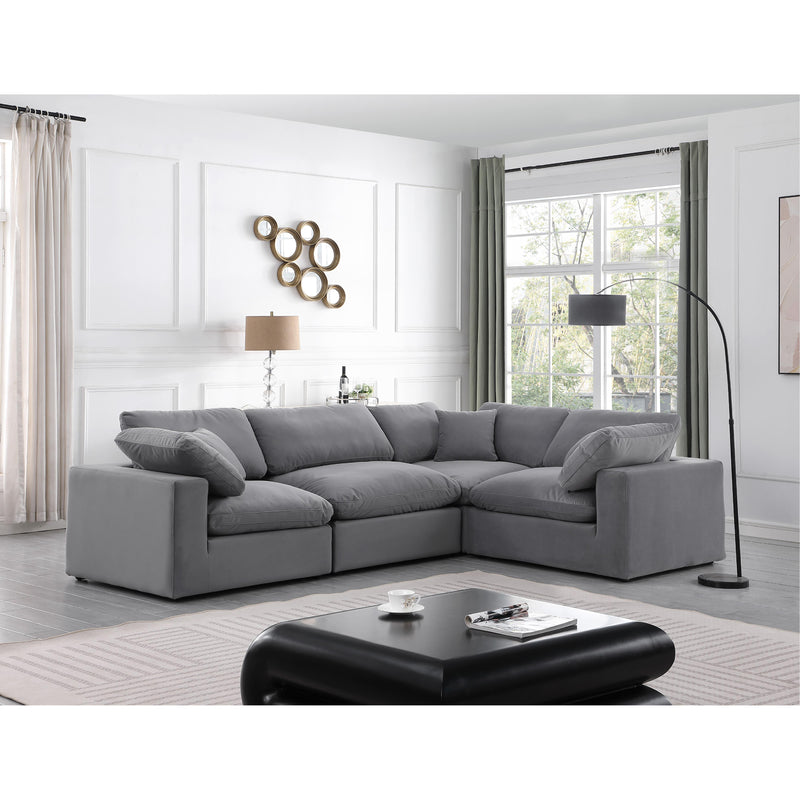 Meridian Comfy Grey Velvet Modular Sectional IMAGE 2