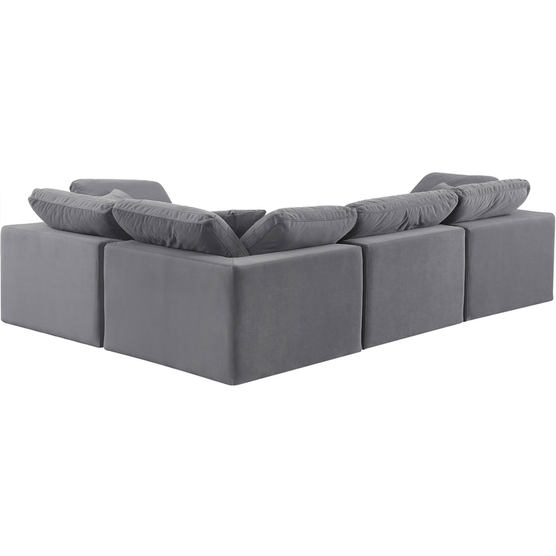 Meridian Comfy Grey Velvet Modular Sectional IMAGE 3