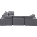 Meridian Comfy Grey Velvet Modular Sectional IMAGE 4