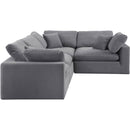 Meridian Comfy Grey Velvet Modular Sectional IMAGE 5