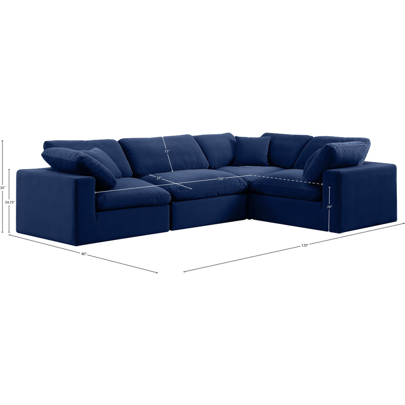 Meridian Comfy Navy Velvet Modular Sectional IMAGE 11