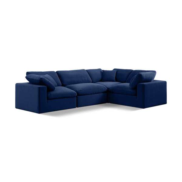 Meridian Comfy Navy Velvet Modular Sectional IMAGE 1