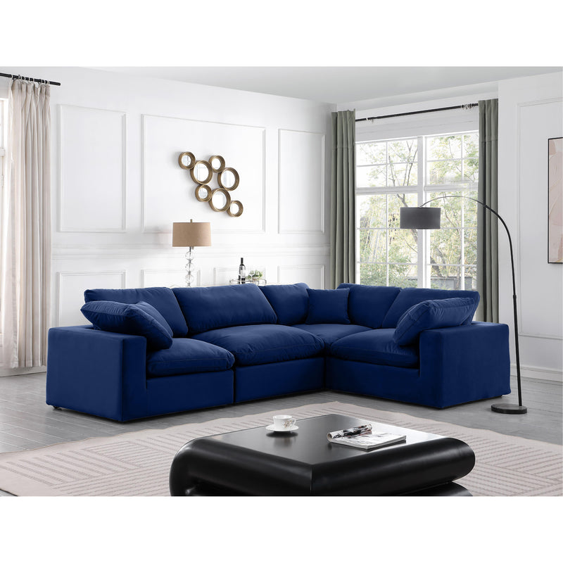 Meridian Comfy Navy Velvet Modular Sectional IMAGE 2