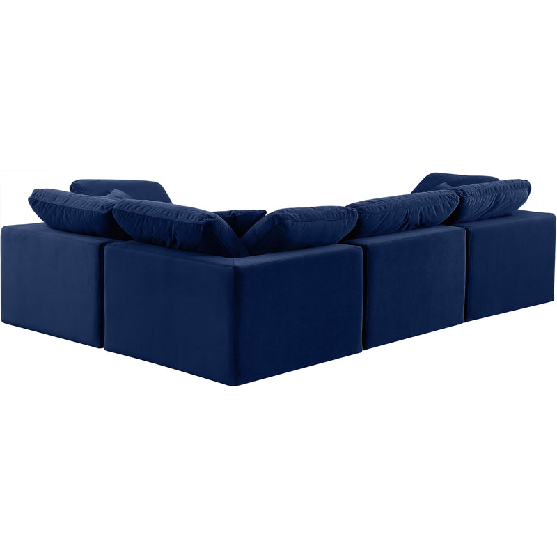 Meridian Comfy Navy Velvet Modular Sectional IMAGE 3