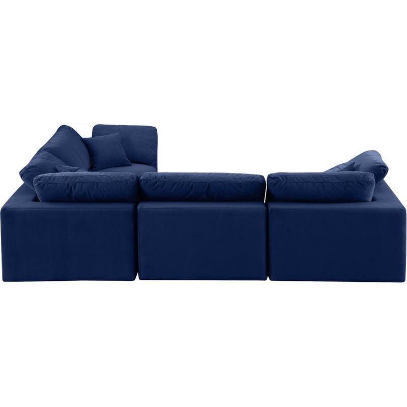 Meridian Comfy Navy Velvet Modular Sectional IMAGE 4