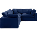 Meridian Comfy Navy Velvet Modular Sectional IMAGE 5