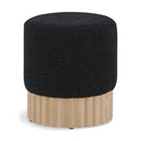 Meridian Veranda Black Boucle Fabric Ottoman/Stool IMAGE 1