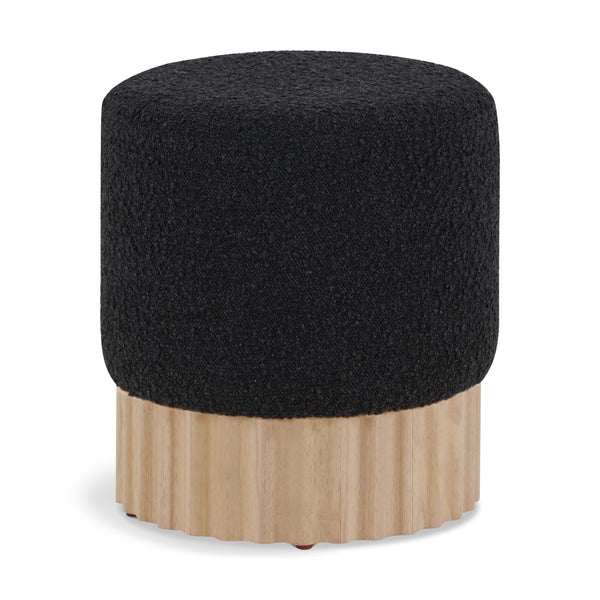 Meridian Veranda Black Boucle Fabric Ottoman/Stool IMAGE 1