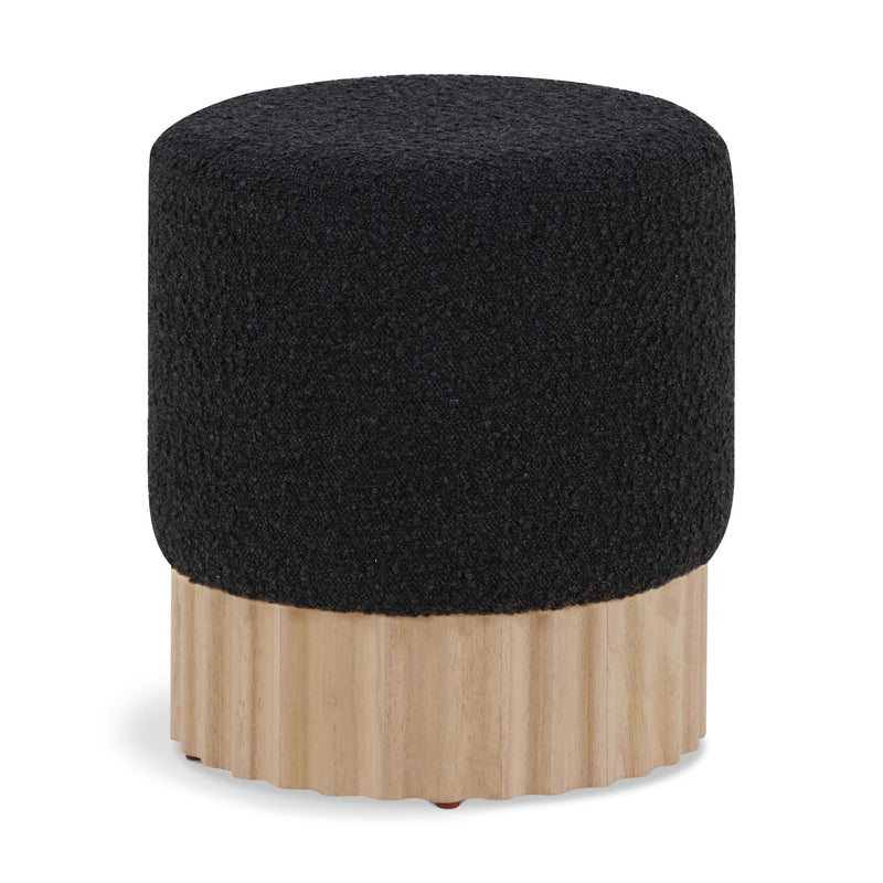 Meridian Veranda Black Boucle Fabric Ottoman/Stool IMAGE 1