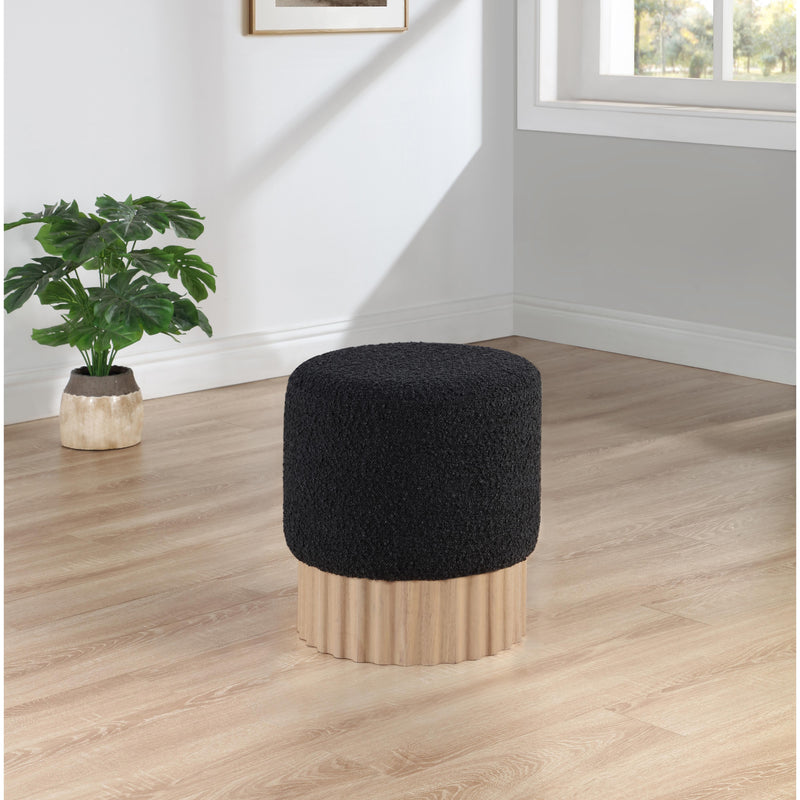 Meridian Veranda Black Boucle Fabric Ottoman/Stool IMAGE 2