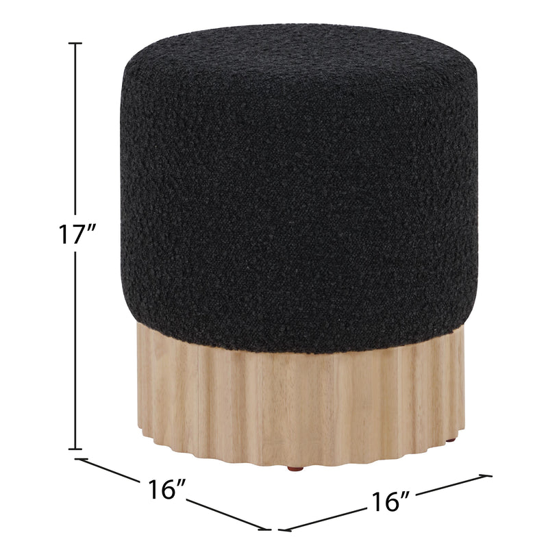 Meridian Veranda Black Boucle Fabric Ottoman/Stool IMAGE 5