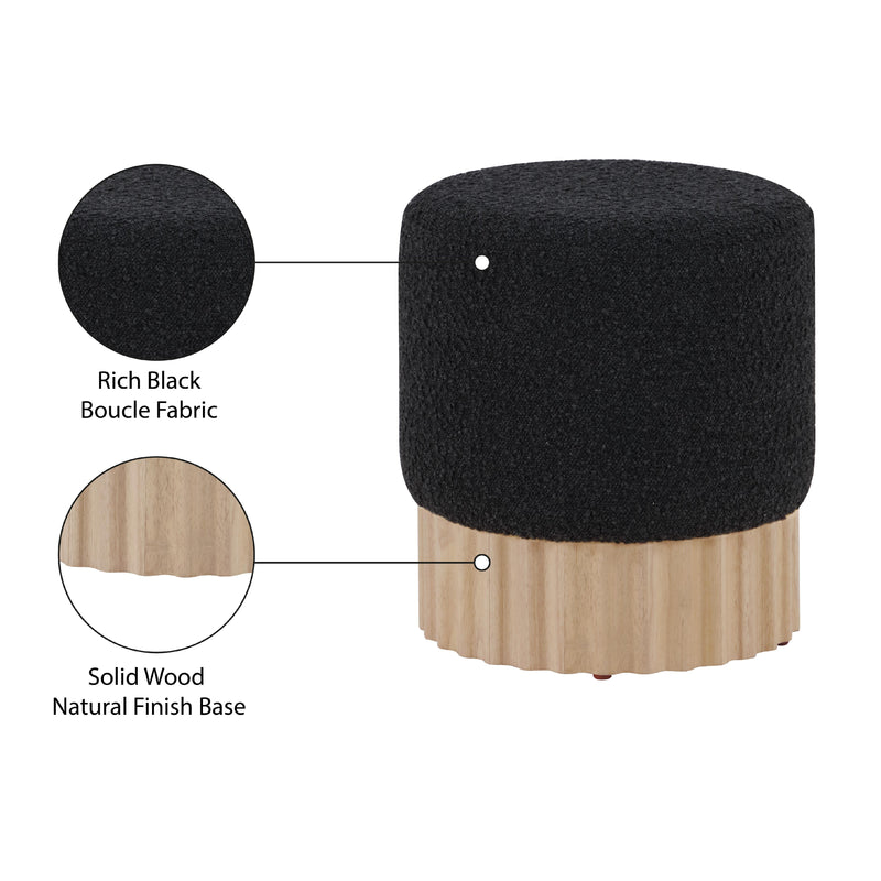 Meridian Veranda Black Boucle Fabric Ottoman/Stool IMAGE 6
