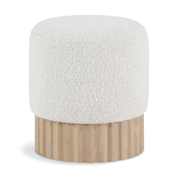 Meridian Veranda Cream Boucle Fabric Ottoman/Stool IMAGE 1