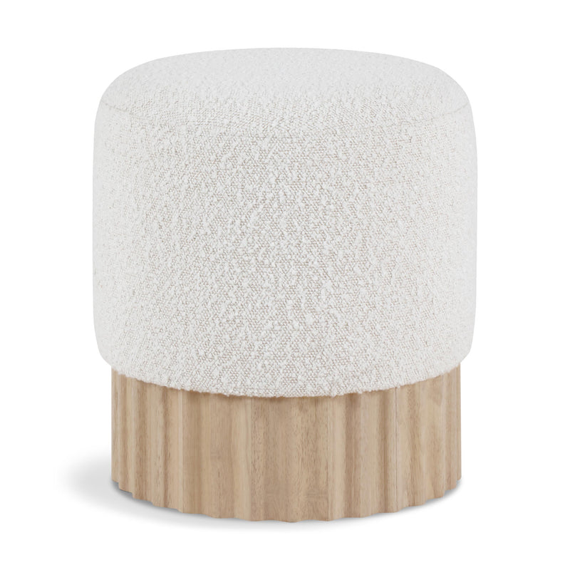 Meridian Veranda Cream Boucle Fabric Ottoman/Stool IMAGE 1