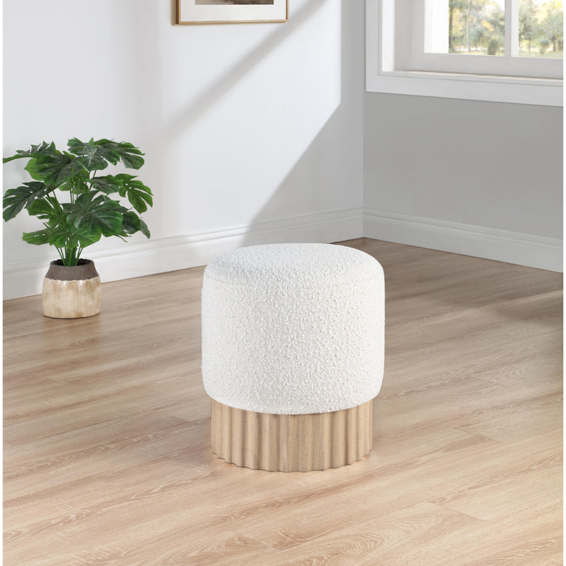 Meridian Veranda Cream Boucle Fabric Ottoman/Stool IMAGE 2