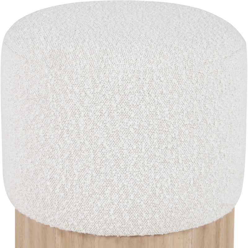Meridian Veranda Cream Boucle Fabric Ottoman/Stool IMAGE 4
