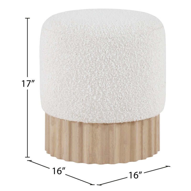 Meridian Veranda Cream Boucle Fabric Ottoman/Stool IMAGE 5