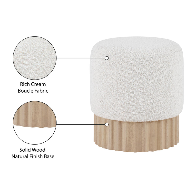 Meridian Veranda Cream Boucle Fabric Ottoman/Stool IMAGE 6