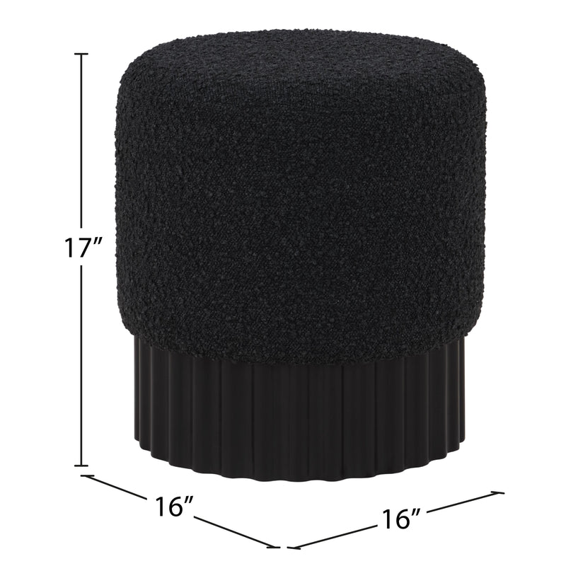 Meridian Veranda Black Boucle Fabric Ottoman/Stool IMAGE 5